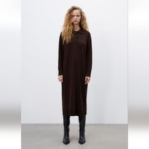 BNWT! Zara oversized polo collar knit dress